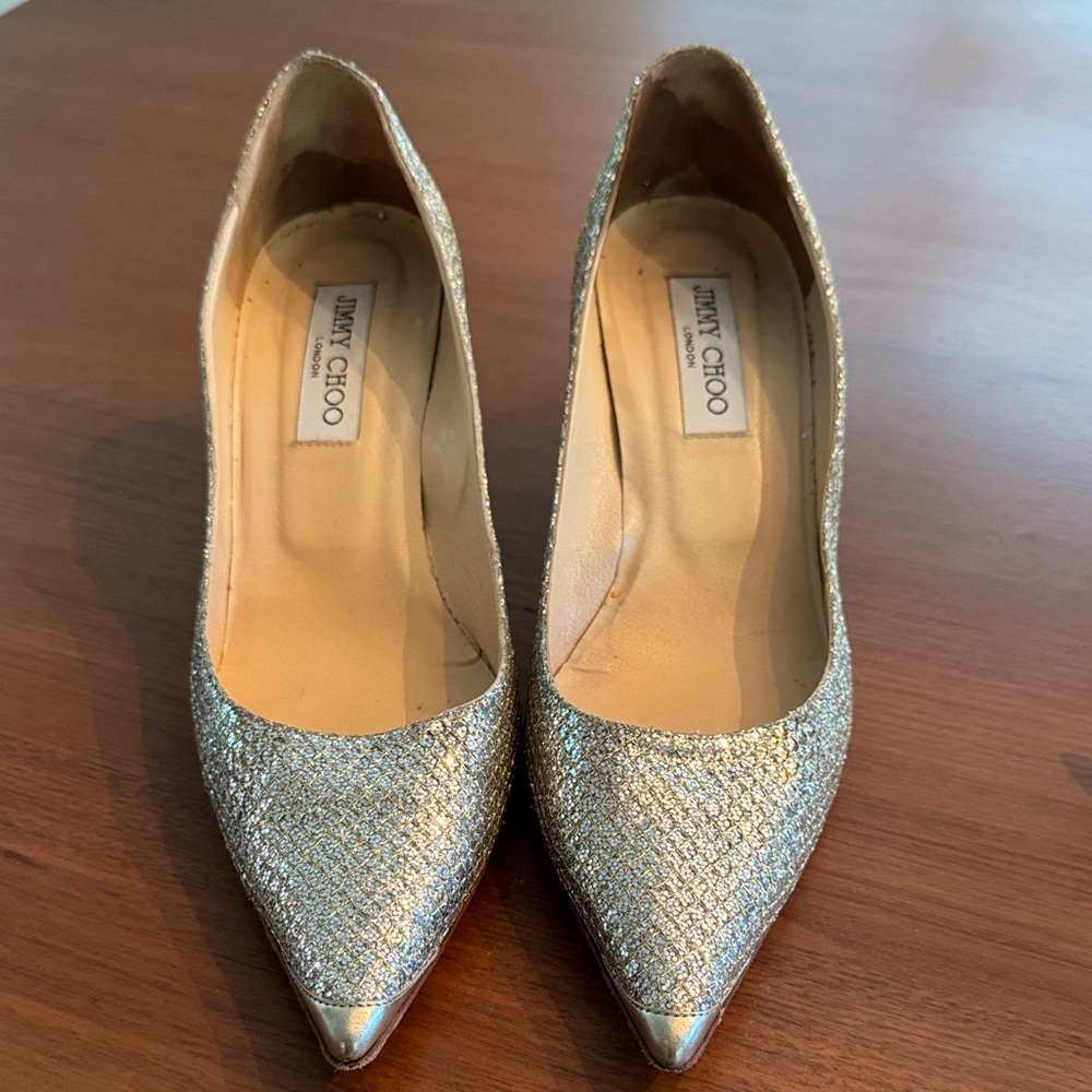 Jimmy Choo Gold Glitter Heels